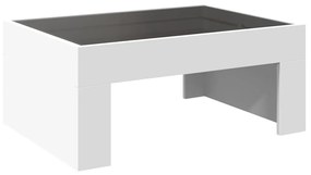 fehér végtelen hatású LED-es dohányzóasztal 70 x 50 x 30 cm
