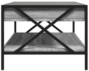 szürke sonoma végtelen hatású LED-es dohányzóasztal 90x50x38 cm