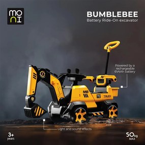 Moni BUMBLEBEE ráülős akkus vezethető kotrógép SÁRGA/FEKETE
