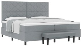 Box Spring Ágy Matraccal és PadVilágosszürke 200x200 cm Szövet