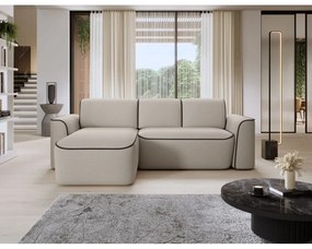 Bézs buklé sarokkanapé (bal oldali-heverő résszel) Ume – ELTAP