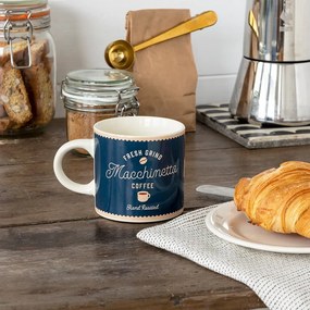 Sötétkék-krémszínű kerámia bögre 350 ml Macchinetta – Rex London