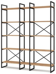 Fekete-natúr színű polcos állvány tölgyfa dekorral 144x175 cm Dusan – Marckeric