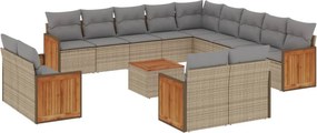 vidaXL 14 részes bézs polyrattan kerti ülőgarnitúra párnával