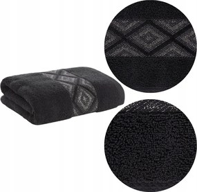 Azari Fürdőlepedő 50x90 cm Fekete Pamut Vastag Nedvszívó Spa