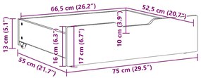 2 db viaszbarna tömör fenyőfa ágy alatti fiók 75 x 55 x 16 cm