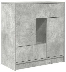 betonszürke komód fiókokkal és ajtókkal 70,5x34x74,5 cm