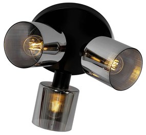 Mennyezeti spotlámpa fekete füstüveggel kerek 3-lámpás állítható - Laura