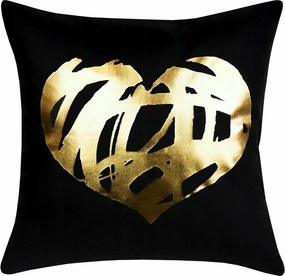 Párna 40x40 Gold Love velvet szív fekete arany Valentin nap 2025