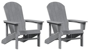 Adirondack székek 2 db Világosszürke 74x82x90 cm HDPE