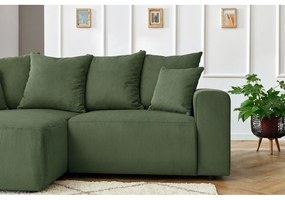 Zöld bársony sarokkanapé Enjoy – Bobochic Paris