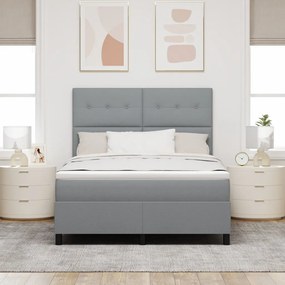 Rugós ágy matraccal és LED világítással szürkében, 140 x 200 cm textil