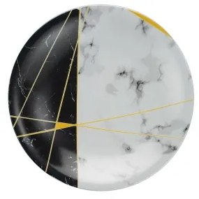 24 részes étkészlet fekete/fehér/arany/porcelán