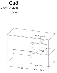 Íróasztal typ CA8 Caryl (világos grafit + fényes fehér + nash tölgy). 1040648