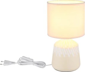 Globo 21733CU Asztali lámpa, kerámia bézs színű, textil bézs színű, kábel PVC fehér, billenőkapcsoló a kábelen, ø: 175mm, M: 315mm, kábel hossza 1300mm, 1x E14 40W 230V izzó nélkül