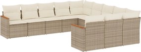 vidaXL 11 részes bézs polyrattan kerti ülőgarnitúra párnákkal