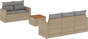 vidaXL 6 részes bézs polyrattan kerti ülőgarnitúra párnával