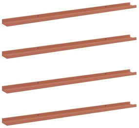 vidaXL Falpolc polcokkal tárolóval 4 pcs Piros 115 x 9 x 3 cm Faanyag
