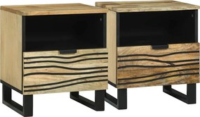 vidaXL Éjjeliszekrény fiókkal 2 pcs Barna 40 x 33 x 46 cm Tömör akácfa