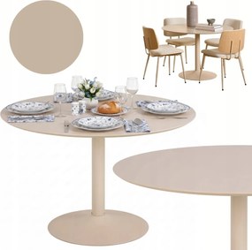 Étkezőasztal kerek Bézs étkező 110 cm 4 személyes Stabil scandi