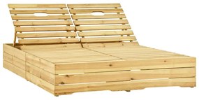 Impregnált fenyőfa kétszemélyes napozóágy bordó párnákkal