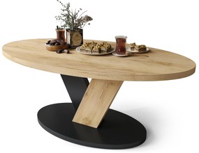 Mazzoni LOVA Craft Aranytölgy/Fekete - OVÁLIS DOHÁNYZÓASZTAL 110x60 cm MODERN KÁVÉZÓ ASZTAL