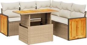 vidaXL 6 részes bézs polyrattan kerti ülőgarnitúra párnával
