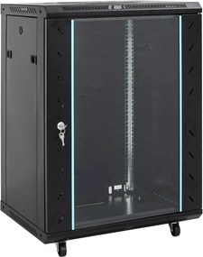 vidaXL fekete 15U hálózati szekrény 19" IP20 60 x 45 x 86 cm