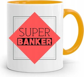 Bankárnak Sárga Bögre Születésnapi Ajándék fényképes nyomtatással