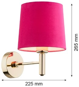 Argon 4349 - Fali lámpa PONTE 1xE27/15W/230V rózsaszín/sárgaréz
