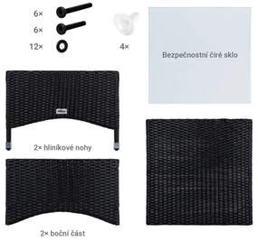 STILISTA Kerti asztal 58 x 58 cm polyrattan fekete