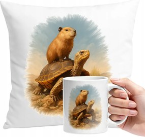 Capibara Párna És Teknős Személyre Szabott Bögre Szett Ajándék Szöveg
