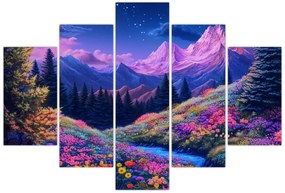 Kép - Lila táj teljes holdfénynél (150x105 cm)
