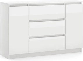 SIMPLE komoda 120 2D3S biały/biały połysk