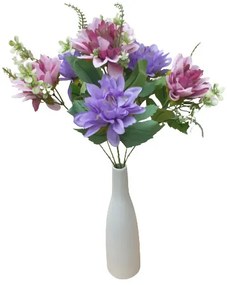 Kőszeg dália élethű művirág csokor 7 szálas lila
