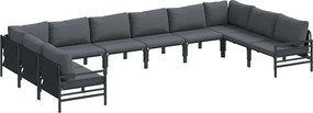 vidaXL Kerti Kanapé Szett párnával 10 pcs Fekete Acél