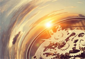 Flizelin fotótapéta Mechanikus Idő Ég Arany Kozmikus 416x254 +ragasztó