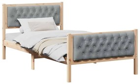 Ágykeret fejtámlával Világosszürke 100 x 200 cm Tömör fenyőfa