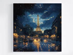 Poszter Város Párizs Eiffel-torony Utca Este Éjszaka 80x80