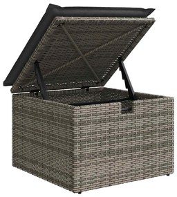 6 részes szürke polyrattan akácfa kerti ülőgarnitúra párnákkal