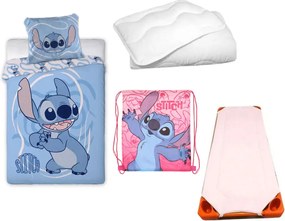 Disney Lilo és Stitch, A csillagkutya Whirlwind Pink Planet gyerek, ovis ágyneműhuzat, derékalj, tornazsák és paplan/párna szett 100x135 cm 40x60 cm