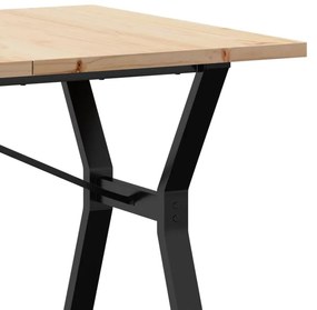 tömör fenyőfa és öntöttvas étkezőasztal Y-vázzal 160x80x75,5 cm
