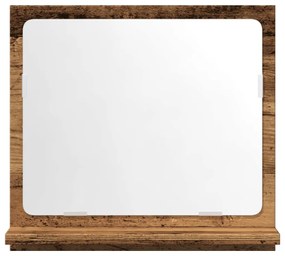 antik fa színű szerelt fa tükrös fürdőszobaszekrény 40x11x37 cm