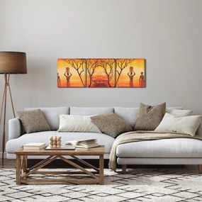 Kép - afrikai szavanna (órával) (90x30 cm)