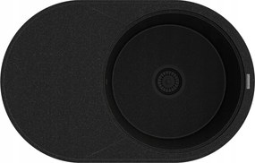 Kerek Konyhai Gránit Mosogató 1 Kamrás Nagy Csepegtető Szifon Fekete Savio