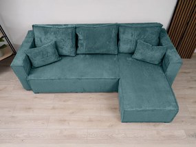 AKCIÓ Petrol színű sarokkanapé SMART COSARO, kétoldalas + 2 párna INGYEN II. osztály