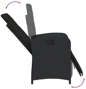 3 részes fekete polyrattan bisztrógarnitúra párnával