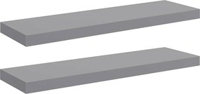 vidaXL 2 db szürke MDF lebegő fali polc 80 x 23,5 x 3,8 cm