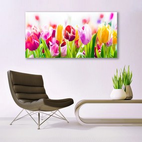Üvegkép tulipán virágok 100x50 cm