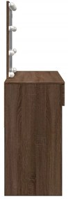 barna tölgy színű fésülködőasztal LED-del 100 x 40 x 130 cm
